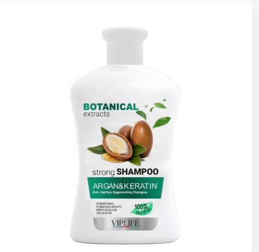 Изображение VIPLIFE Botanical Extracts Argan&Kerantin Strong Shampoo Arqan və keratin ekstraktı ilə şampun 225 ml